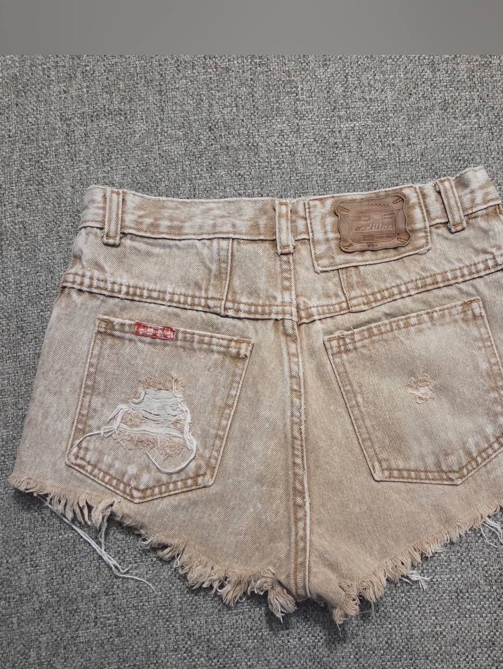 Vintage Cadillac Cutoff Denim Shorts Size 31 Caramel Brown RARE
